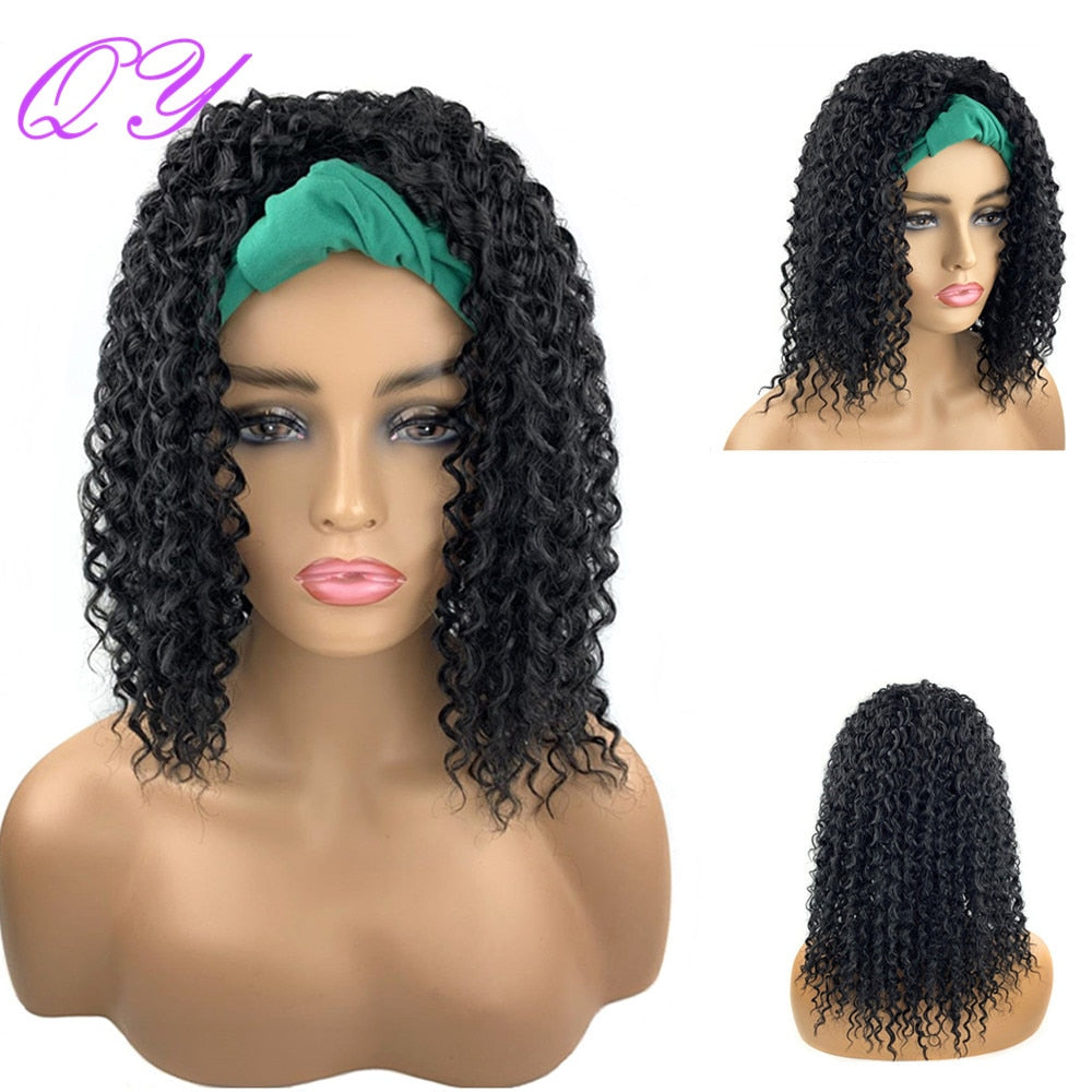 Hair Big Afro Kinky Curly Stirnband Perücken für Frauen Synthetisches Haar Perücken Turban Wrap Hair Style