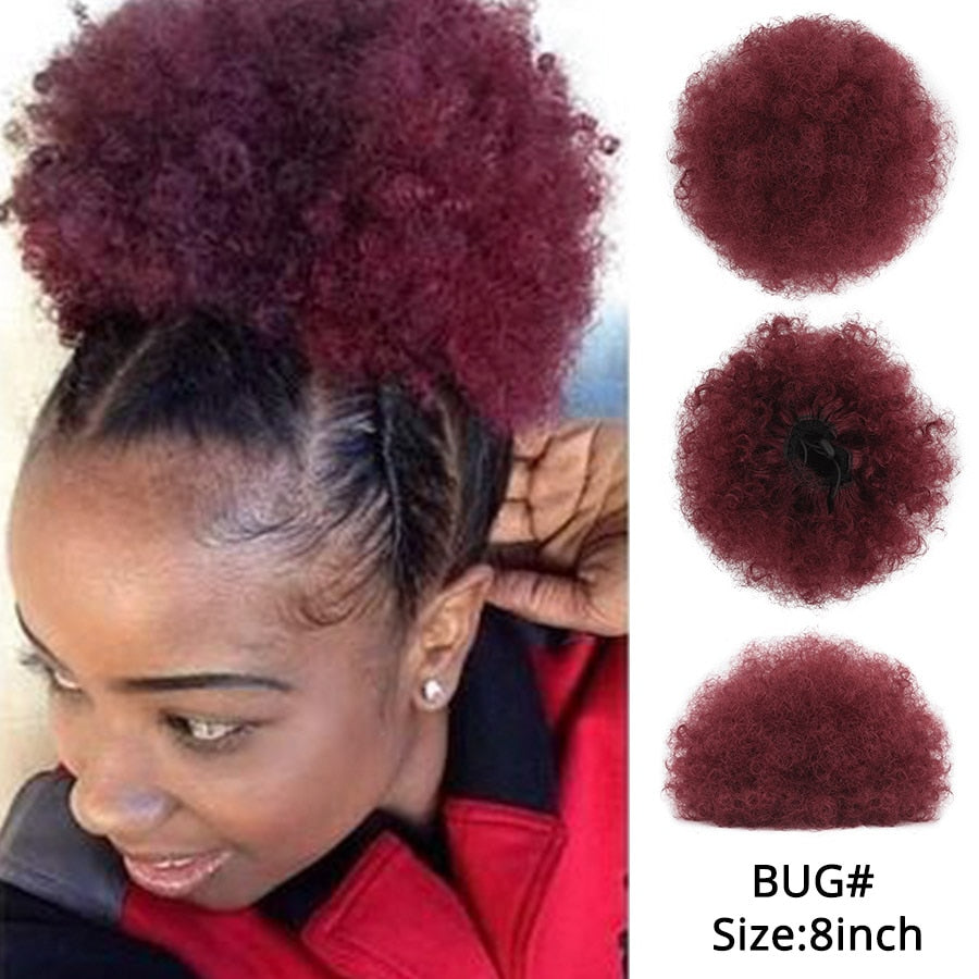 Alileader Synthetische Haarknoten, Afro Kordelzug Pferdeschwanz Flauschige, Afro Puff Haarknoten, Clips im Haarschwanz Pferdeschwanz Zubehör 1St