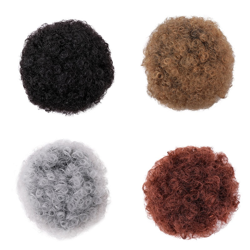 Synthetische Puff Afro Lockig Chignon Perücke Pferdeschwanz Kordel Kurz Afro