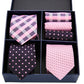 Geschenkbox-Set Herren-Krawatte, Seide, klassisches Jacquard-Gewebe, extra langes Krawatten-Einstecktuch-Set für formelle Hochzeitsfeier für Männer
