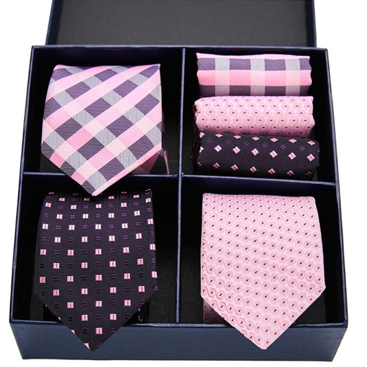 Geschenkbox-Set Herren-Krawatte, Seide, klassisches Jacquard-Gewebe, extra langes Krawatten-Einstecktuch-Set für formelle Hochzeitsfeier für Männer