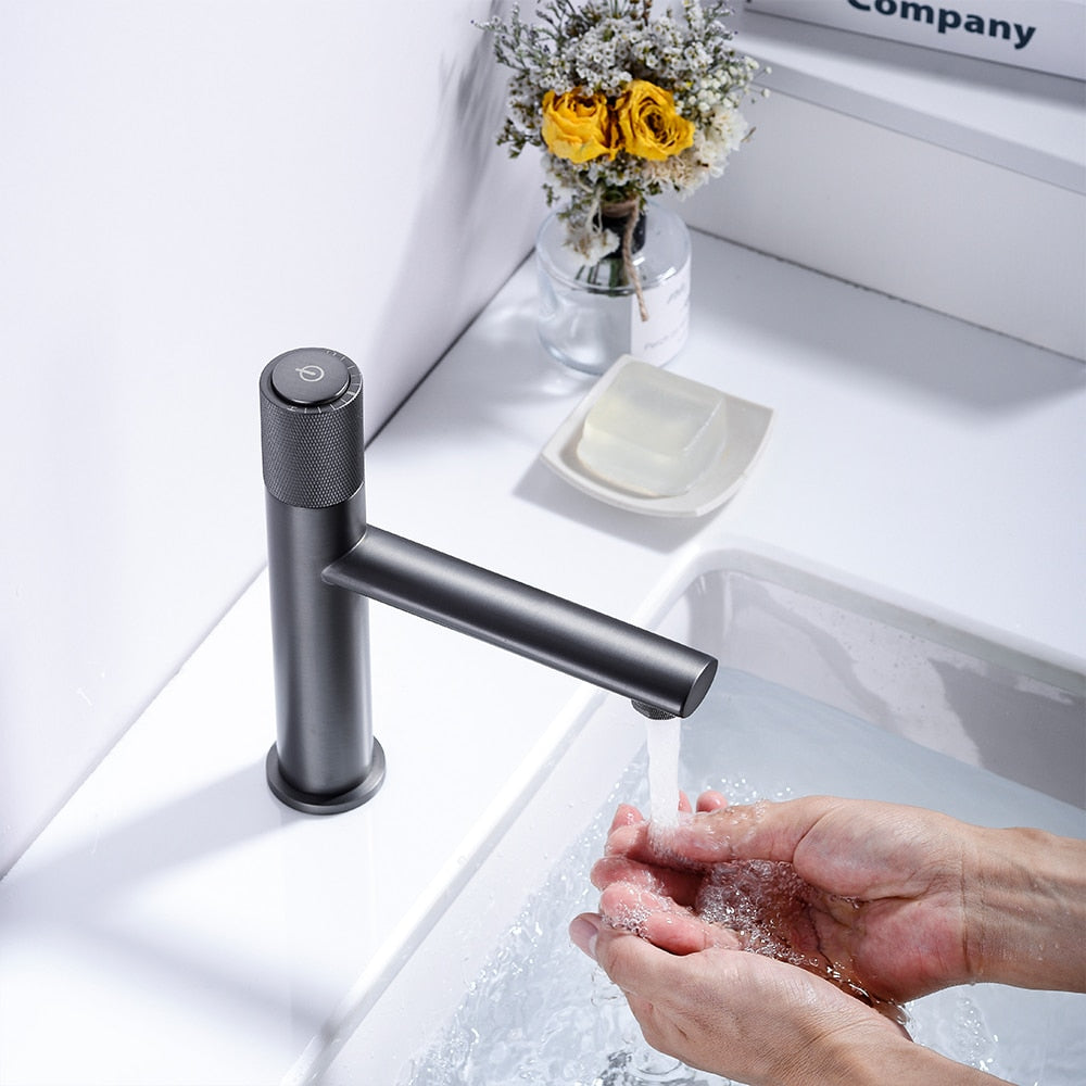 Badezimmer-Mischbatterie, Waschbecken-Hahn, heiß und kalt, Massivmessing-Waschtischarmatur, Rotguss