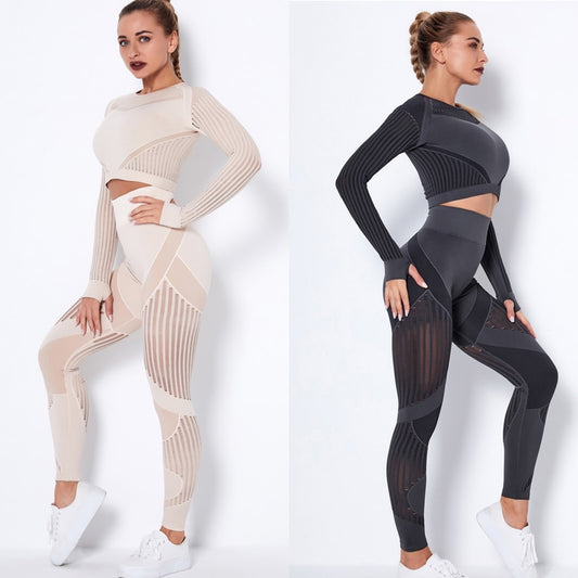 Workout-Sets für Frauen, 2-teiliges, nahtloses Yoga-Outfit, Trainingsanzug, hoch taillierte Leggings und Crop-Top-Fitness-Kleidungsset