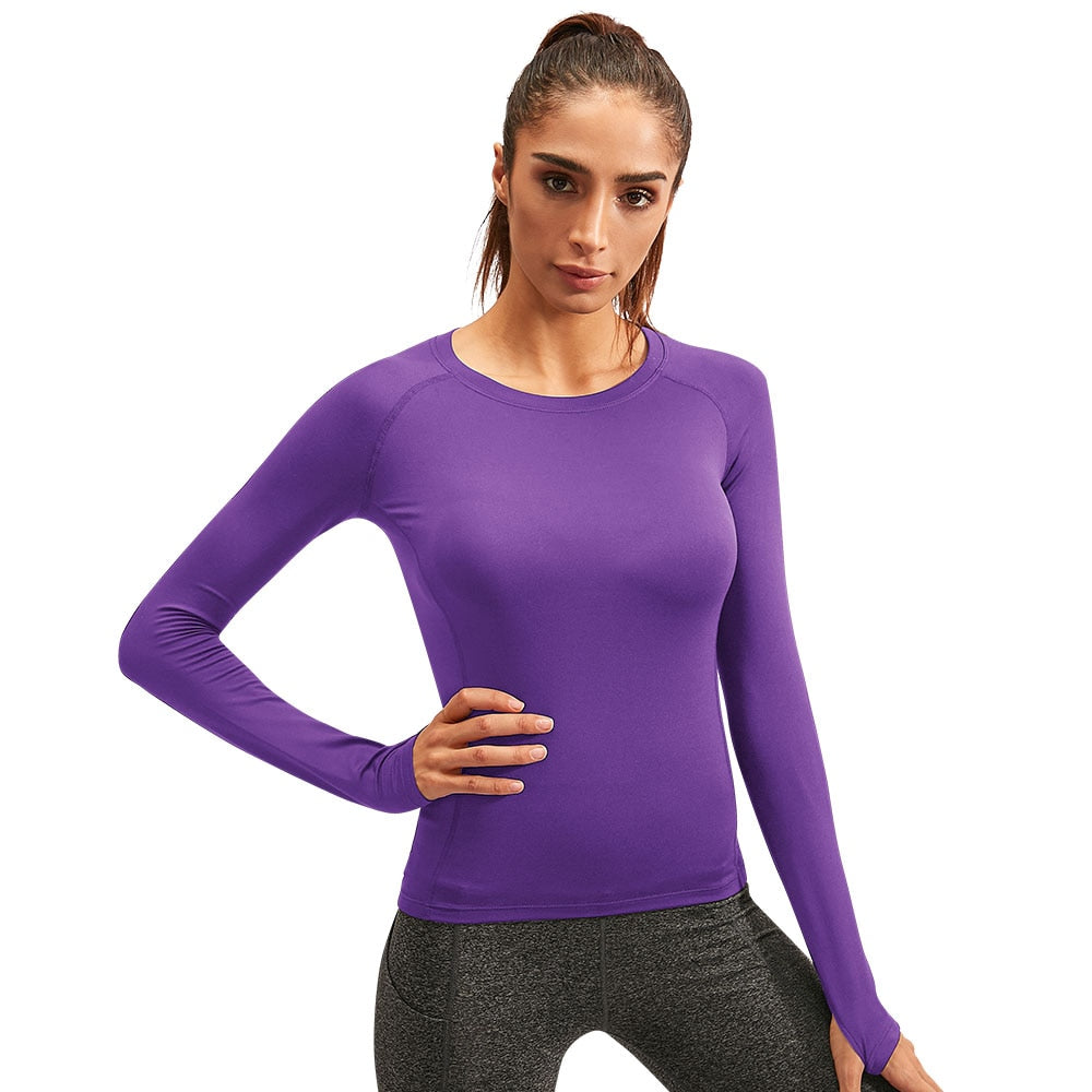 15% Elasthan Add Wool Damen-Fitness T-Shirt, Langarm  Workout Bluse