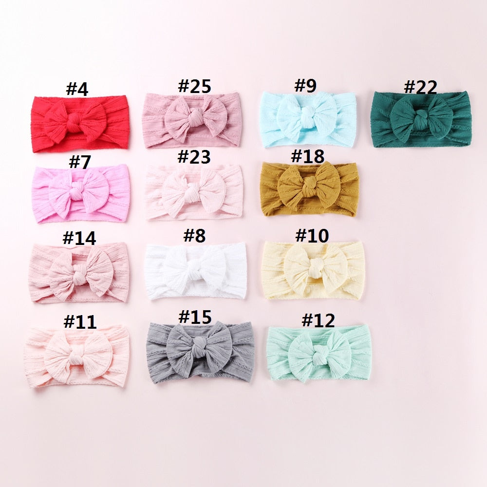 1Pcs Neugeborenes Baby Stirnband für Mädchen, elastisch Baby Schleifen, weiches Nylon Kinder Kopfbedeckung, Haarschmuck 32 Farben