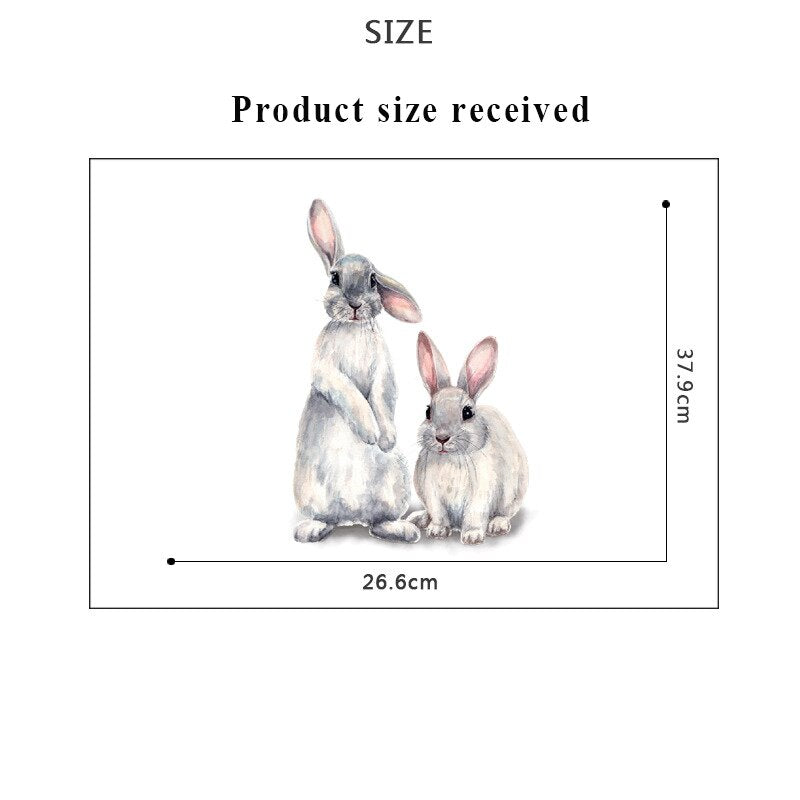 30*40cm Wandaufkleber Home Decor Wohnzimmer Zwei niedliche Kaninchen Abnehmbare Home Wohnzimmer Dekoration Wandbild Hase Aufkleber