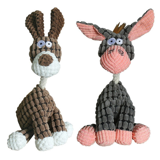 Fun Pet Toy Eselform Cord Kauspielzeug für Hunde Welpen Quietscher quietschende Plüschknochen Backenzahn, Hundespielzeug, Haustiertraining & Hundezubehör