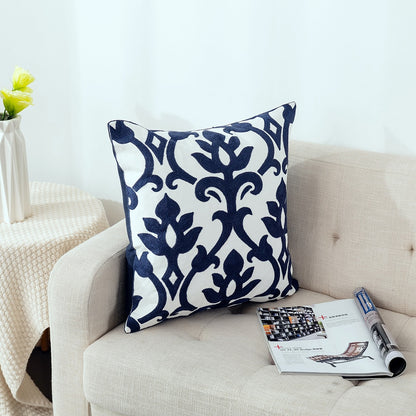 Kissenbezug mit niedlicher floraler geometrischer Stickerei, grün-gelber Kissenbezug für Sofa, Bett, schlichtes Zuhause, 45 x 45 cm