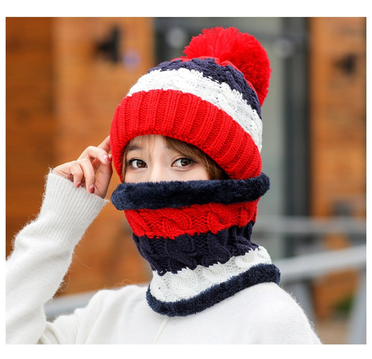 Neue Winter Damen Samt Wollmützen Twist, weibliche Reitstrickmützen Sets