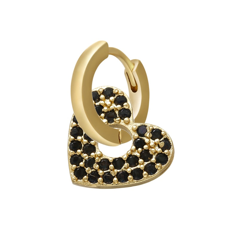 1 stück CZ kristall kleine creolen Exquisite Gold Farbe Stern-Herz, nette Damen Ohrringe für Geschenke