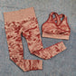 3 Teile / satz Damen Camouflage Yoga Set, Yoga-Leggings für Frauen, gestreifte Kompressionshose