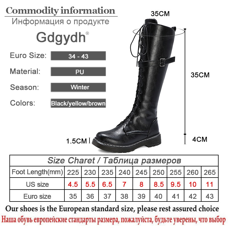 Herbst British Style Kniehohe Stiefel Für Frauen, Weibliche Stiefel Runde Zehe, Niedrige Absätze