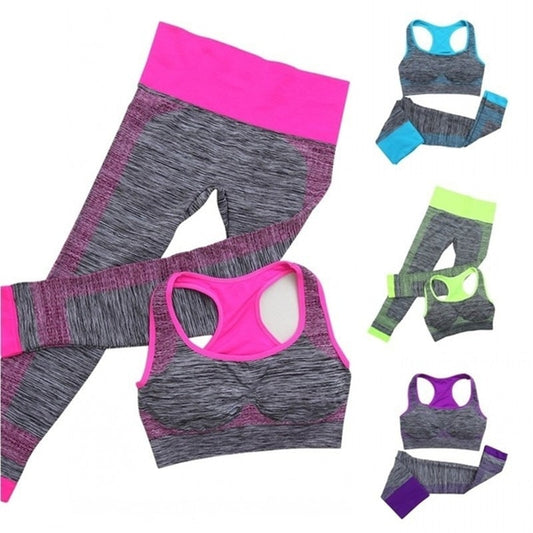 2Pcs Frauen Yoga-Set Workout Legging Caprihose, Damen Trainingsanzug Laufkleidung
