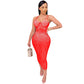 Damen Party Clubwear Mesh, durchsichtig Diamant Bodycon Sling Kleid
