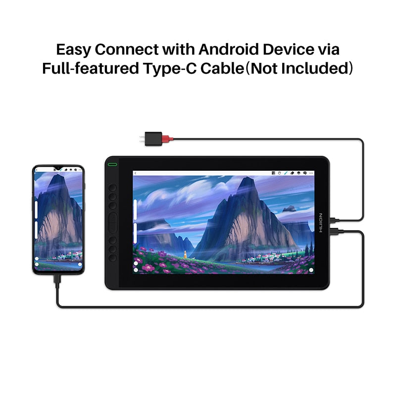 Huion Kamvas 13 Grafiktablett Monitor AG, Glasstift Display Zeichenmonitor 8192, Batterieloser Stylus für Android Windows MacOS