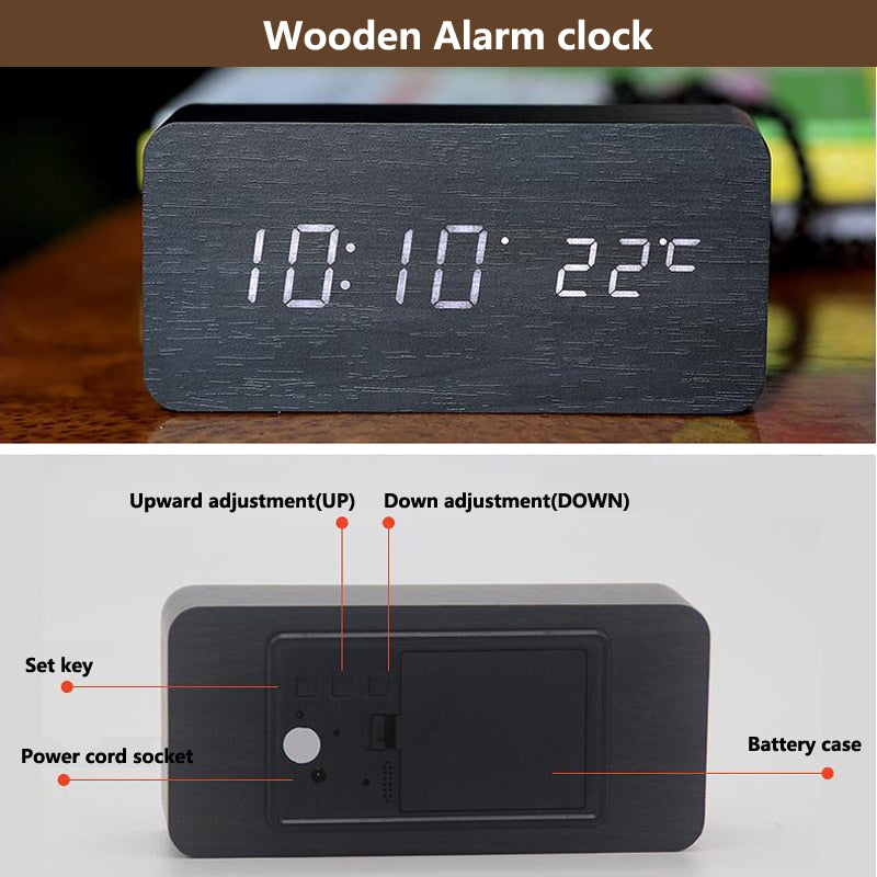Dual Display Smart Digital LED, Wecker Temperatur Sprachsteuerung, Multifunktions-elektronischer Kalender