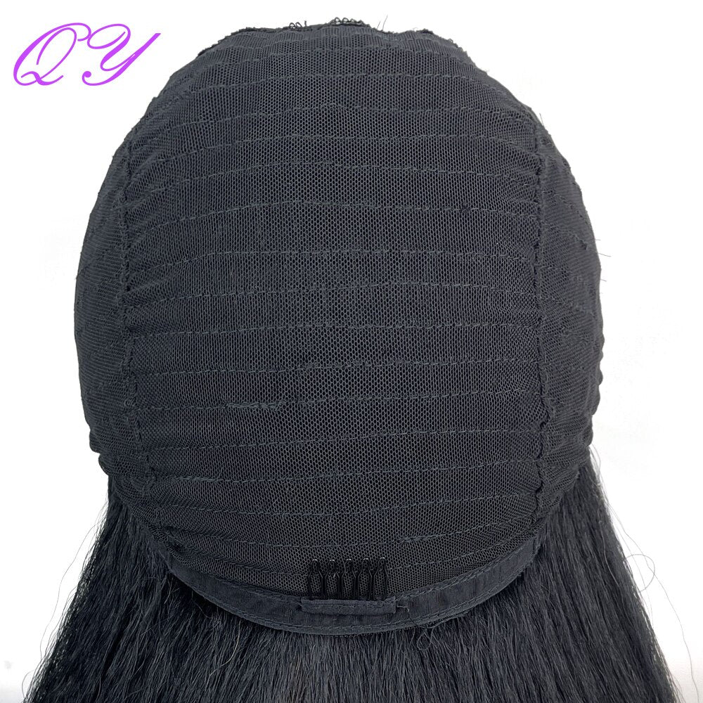 African Straight Headband Wigs Natural Black Medium Length Hairstyle Women's Wig Afro Kinky Free Part Daily Wear Ladies Hair