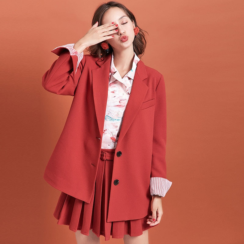 Frühling Damen Anzug-Blazer und Rock Set