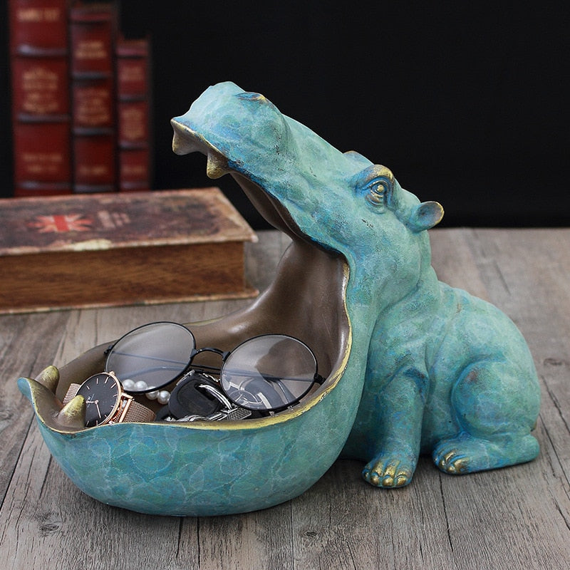 3D-Nilpferd, Statue, Dekorationszubehör, Schreibtisch, Skulptur, Aufbewahrungsbox, Tischdekoration, Miniaturfigur, dekorative Tierkunst