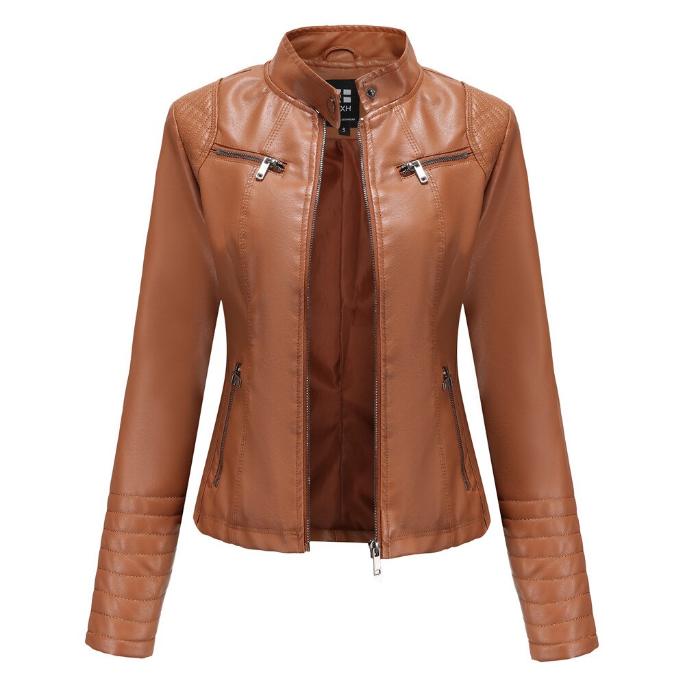 Damen langarm Lederjacke,  Motorrad-jacke