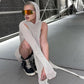 Enge gerippte Kapuze Streetwear-Baddie-Kleidung, Asymmetrische Midi-Kleider