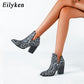 EilyKen Motorrad Western Cowboy Stiefel Frauen Tier Schlange Muster