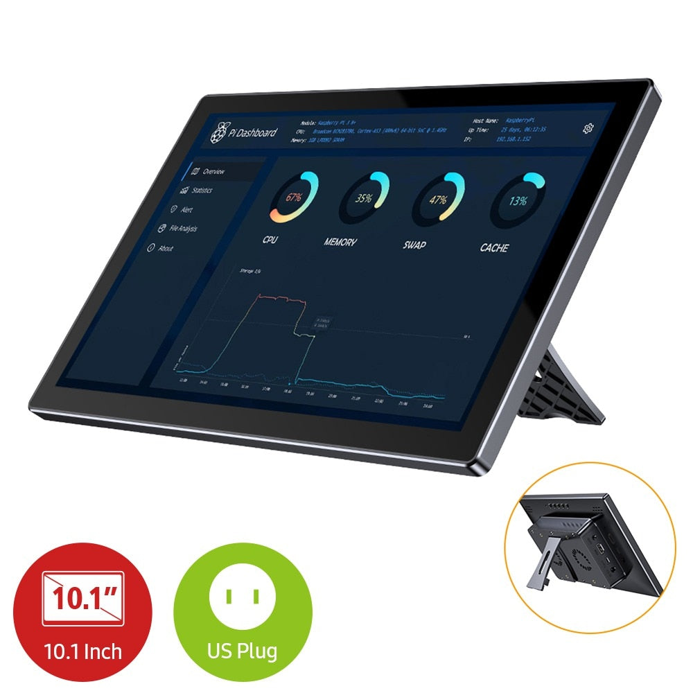 Raspberry Pi Gehäuse mit TouchScreen &amp, Lüfter EVICIV 7-10, Tragbarer Monitor RasPi 4, Touch Screen USB C HDMI RPi Display Rasberry 3 Kit