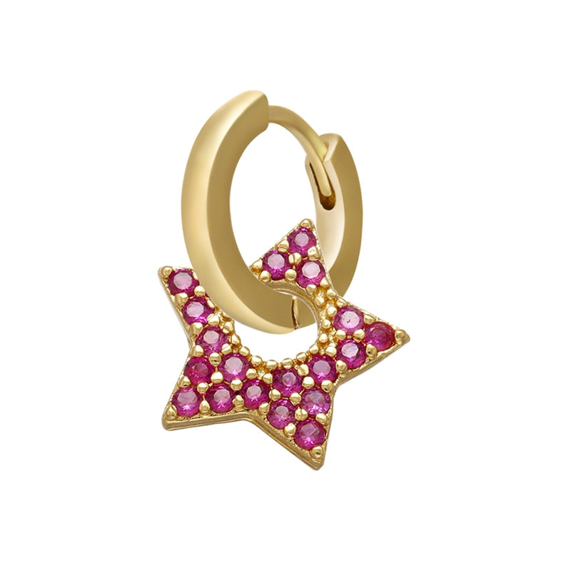 1 stück CZ kristall kleine creolen Exquisite Gold Farbe Stern-Herz, nette Damen Ohrringe für Geschenke