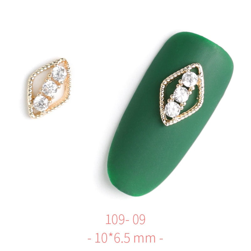 HNUIX 2Pieces 3D Metal Nail art Jewelry Japanese Nail Decorations Top Quality Crystal Manicure Zircon Diamond Charms Pendants