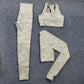 3 Teile / satz Damen Camouflage Yoga Set, Yoga-Leggings für Frauen, gestreifte Kompressionshose