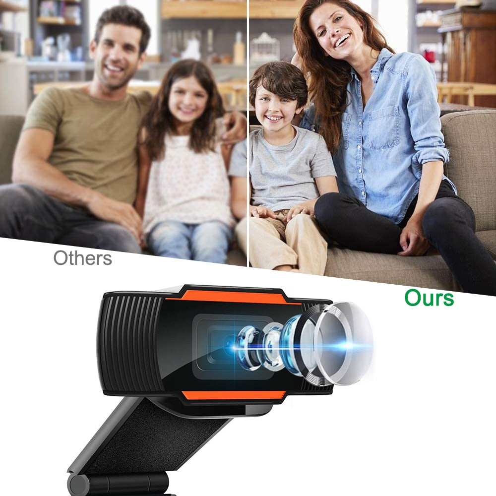 Webcam 1080P Full HD USB Web Kamera mit Mikrofon USB Plug and Play Video, Call Web Cam für PC Computer Desktop Gamer Webcast