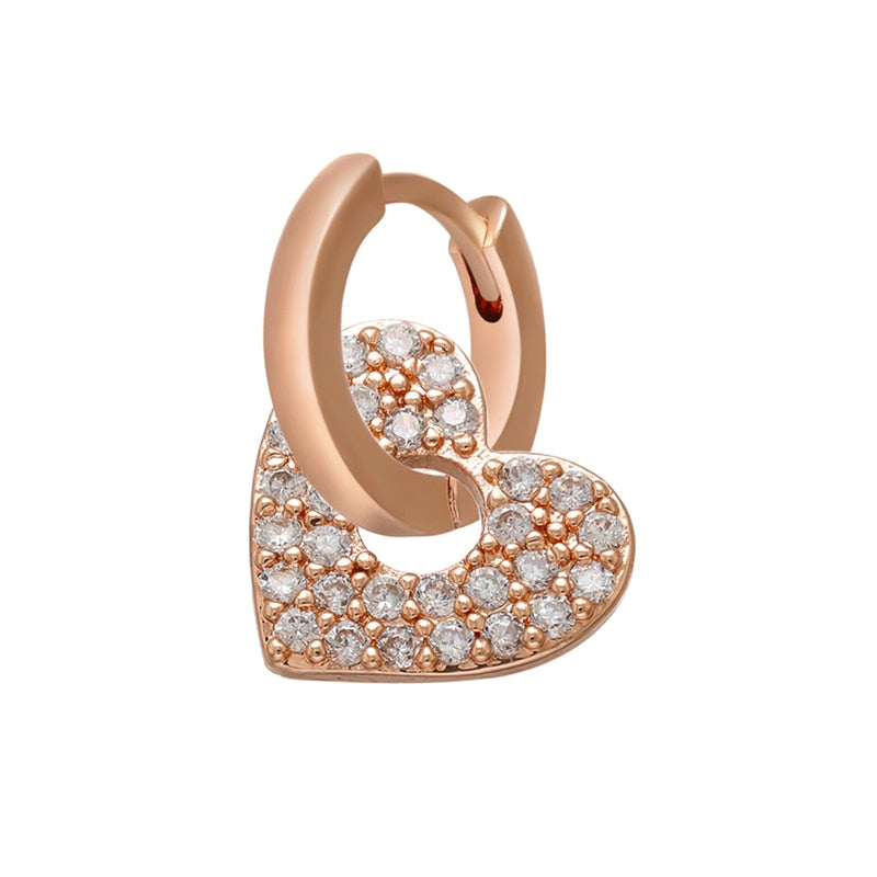 1 stück CZ kristall kleine creolen Exquisite Gold Farbe Stern-Herz, nette Damen Ohrringe für Geschenke