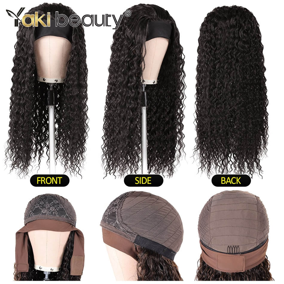 28 Zoll lange Afro Kinky Curly Stirnband Perücken, Synthetische Eis Stirnband Perücke für schwarze Frauen