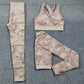 3 Teile / satz Damen Camouflage Yoga Set, Yoga-Leggings für Frauen, gestreifte Kompressionshose