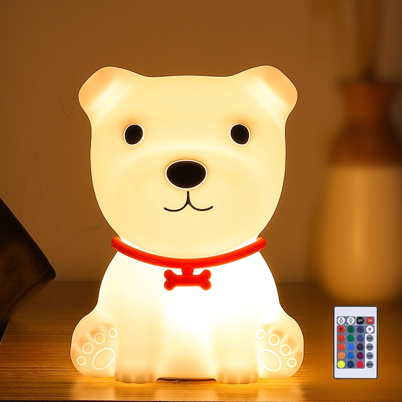 LED-Nachtlichter, süße Hundelampe, Berührungssensor, Fernbedienung, RGB, Kinder, Baby, USB-Lampen, Schlafzimmer, Tisch, Zimmer, Licht, Spielzeug, Nachttischdekoration