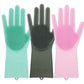 1 Paar Geschirrspülhandschuhe Magic Silicone, Reinigungshandschuhe mit Reinigungsbürste
