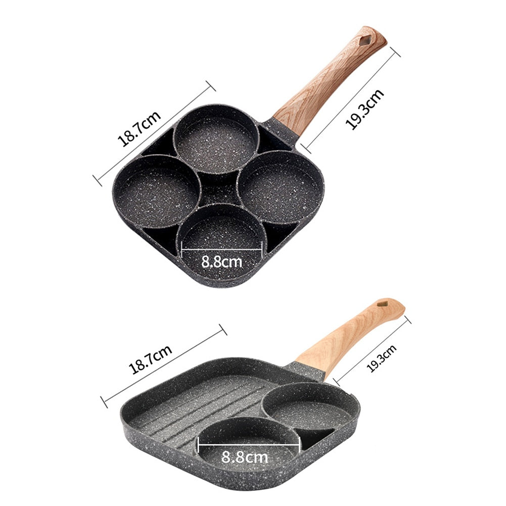 Vier-Loch-Bratpfanne, Verdickte Omelett-Pfanne, Antihaft-Ei-Pfannkuchen-Steak-Pfanne