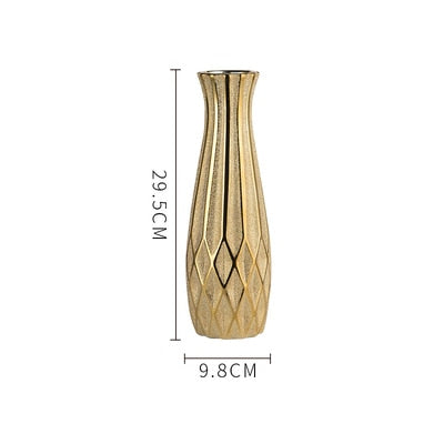 30CM Luxus Europa Gold Keramik Vase, Home Decor Kreatives Design Porzellan, Dekorative Blumenvase Für Hochzeitsdekoration