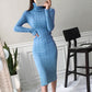 Rollkragen Pulloverkleid für Frauen, Elegant, Langarm gestrickter Bodycon