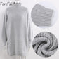 Damen Rollkragen Langarm-Pullover-Kleid für Herbst & Winter, Lose Tunika Gestrickte Lässige Kleidung