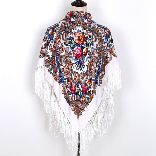 130 * 130cm Damen Traditioneller Schal, Baumwollethnische Art