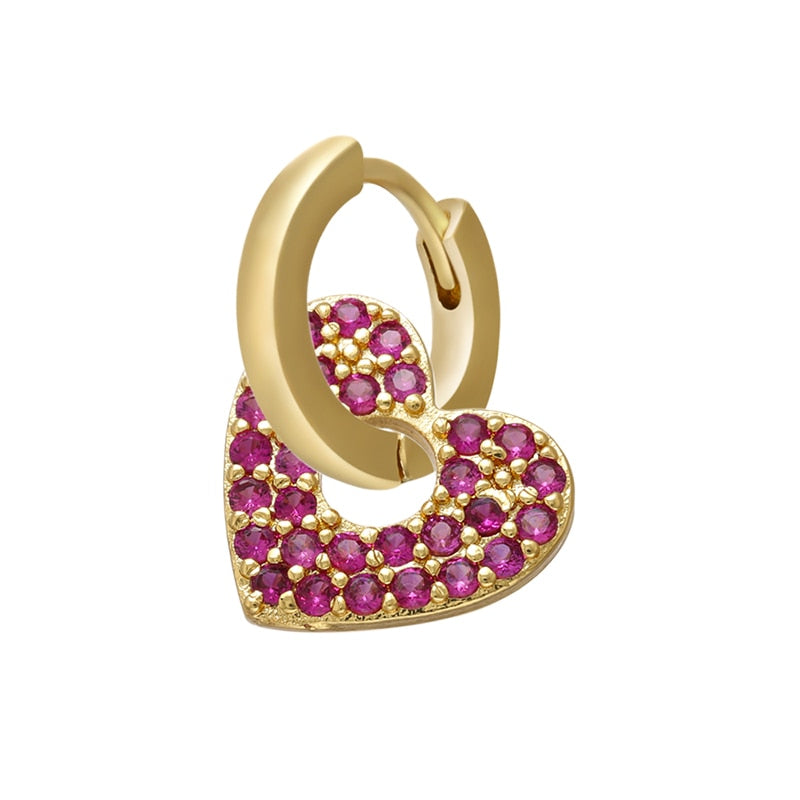 1 stück CZ kristall kleine creolen Exquisite Gold Farbe Stern-Herz, nette Damen Ohrringe für Geschenke