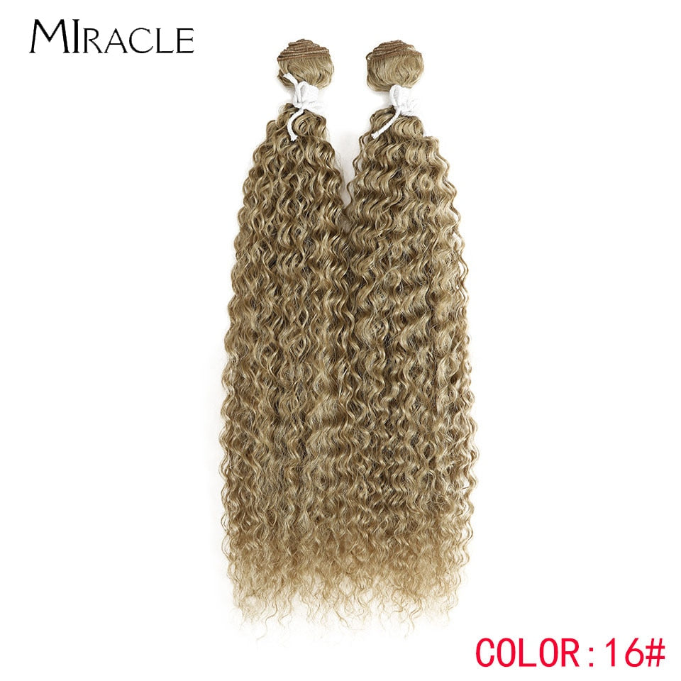 Afro Kinky Curly Hair Wave Synthetisches Haar Hitzebeständig Deep Wave Hair Bundles Extensions Braun 2Pcs / Lot 26Inch