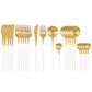 24-teiliges Geschirr-Set aus mattem Gold, Edelstahl 18/10, Messer, Gabel und Löffel Set