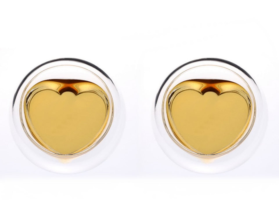 Kreatives herzförmiges doppelwandiges Glas, transparenter hitzebeständiger Handgriff