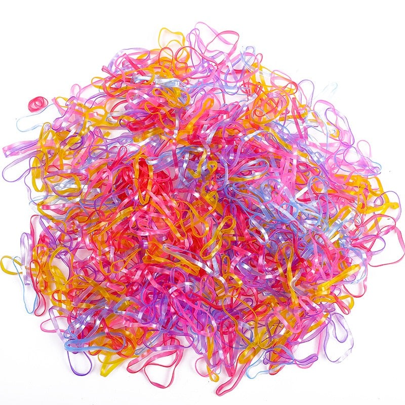 500Pcs/Pack bunte kleine Einweg-Haarbänder elastisches Gummiband Pferdeschwanzhalter, Haarschmuck für Mädchen