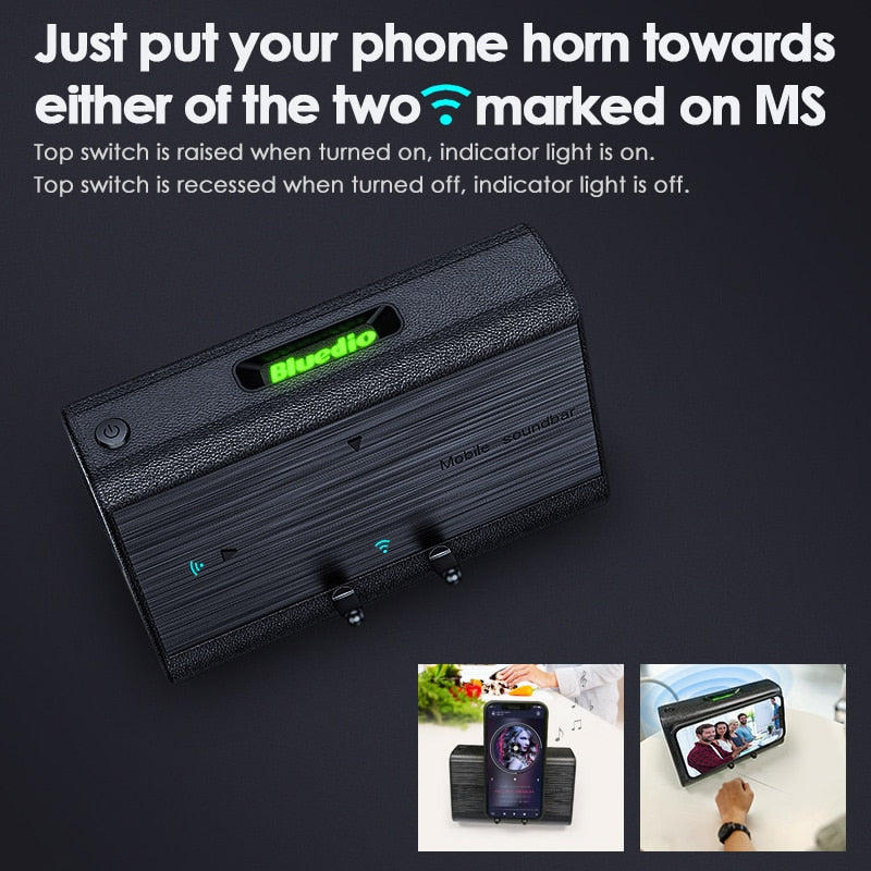 Mobile Soundbar Bluedio MS, tragbarer Lautsprecher, kabelloser Induktionslautsprecher mit Sensor-Telefonständer
