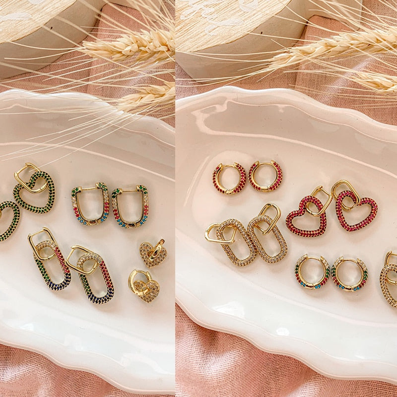 1 stück CZ kristall kleine creolen Exquisite Gold Farbe Stern-Herz, nette Damen Ohrringe für Geschenke