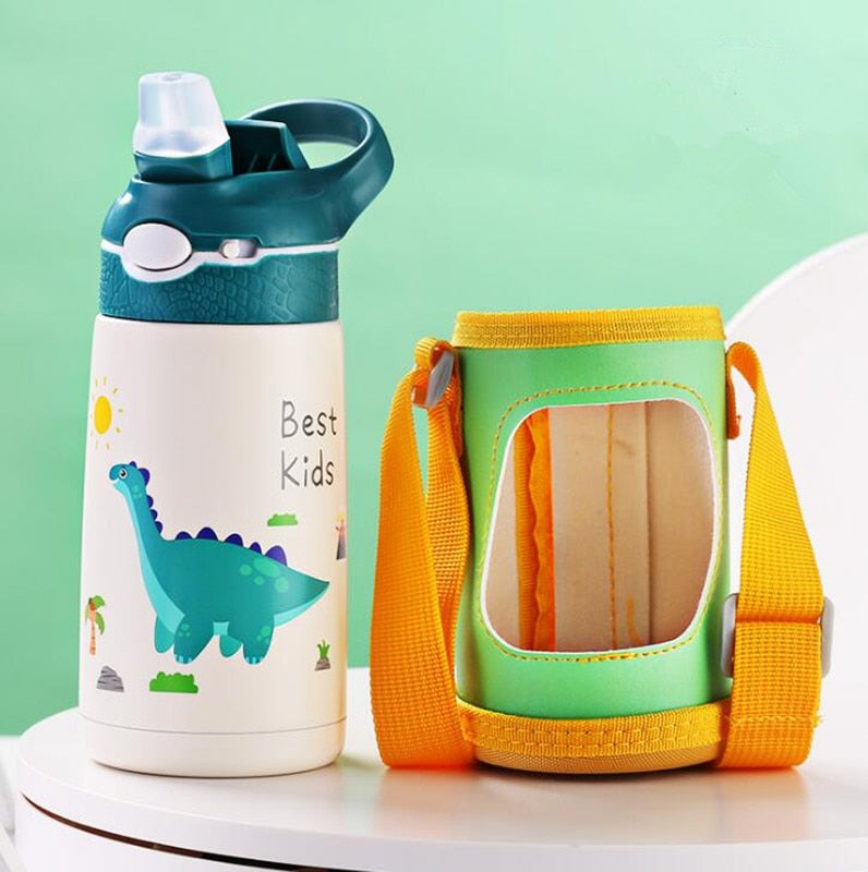 400ML Kinder Thermoskanne Wasserflasche Kinder Thermosbecher Baby Entenschnabel Strohhalm 316 Edelstahl Vakuumflaschen Tumbler Thermobecher