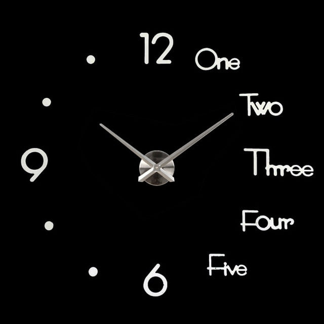 2022 Art und Weise 3D Big Size Wanduhr Spiegel Aufkleber, kurze Wohnzimmer Dekor, Tagungsraum Wanduhr Modernes Design Silent Acryl